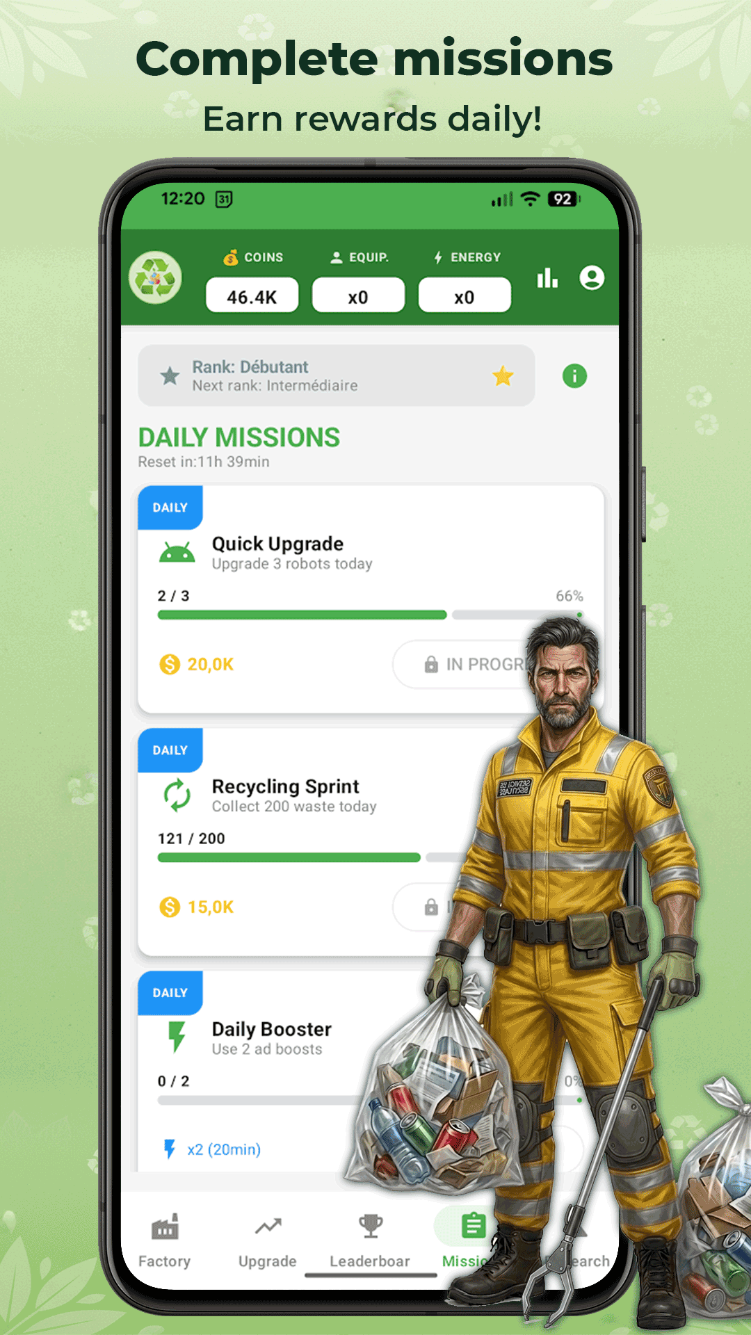 Daily missions screen